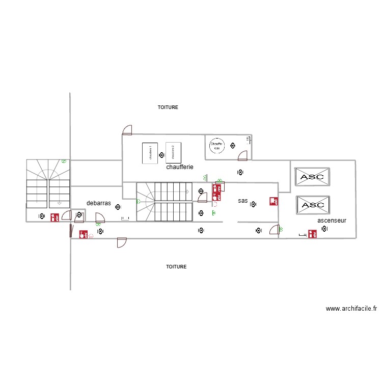 9eme etage detecteur incendie. Plan de 0 pièce et 0 m2