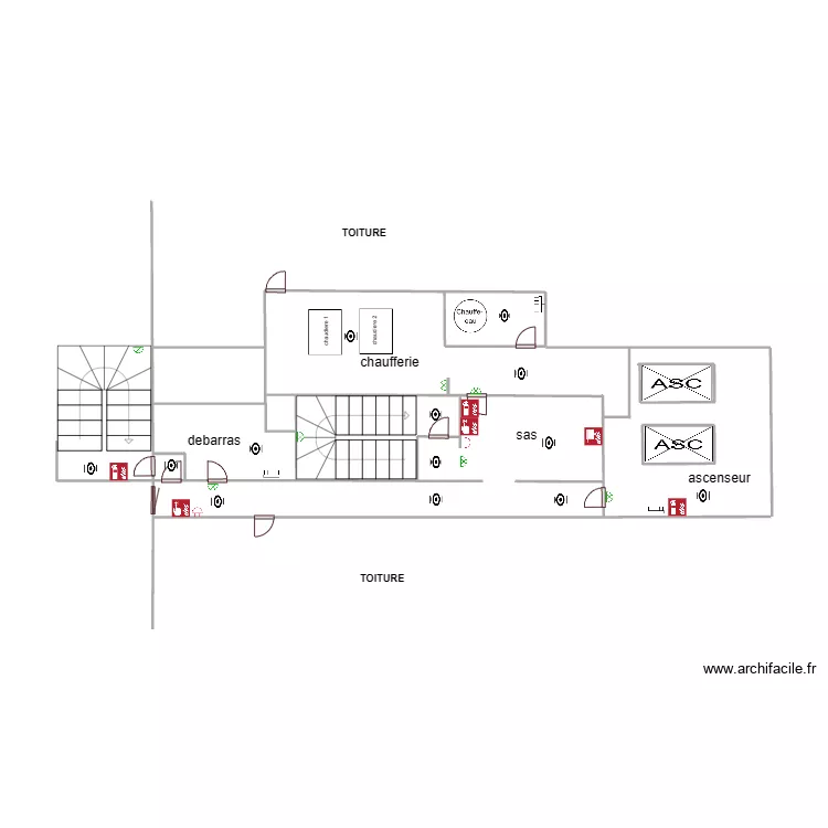 9eme etage detecteur incendie. Plan de 
