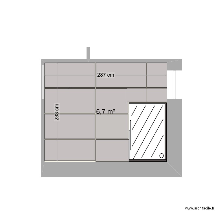 salle de bain. Plan de 1 pièce et 7 m2