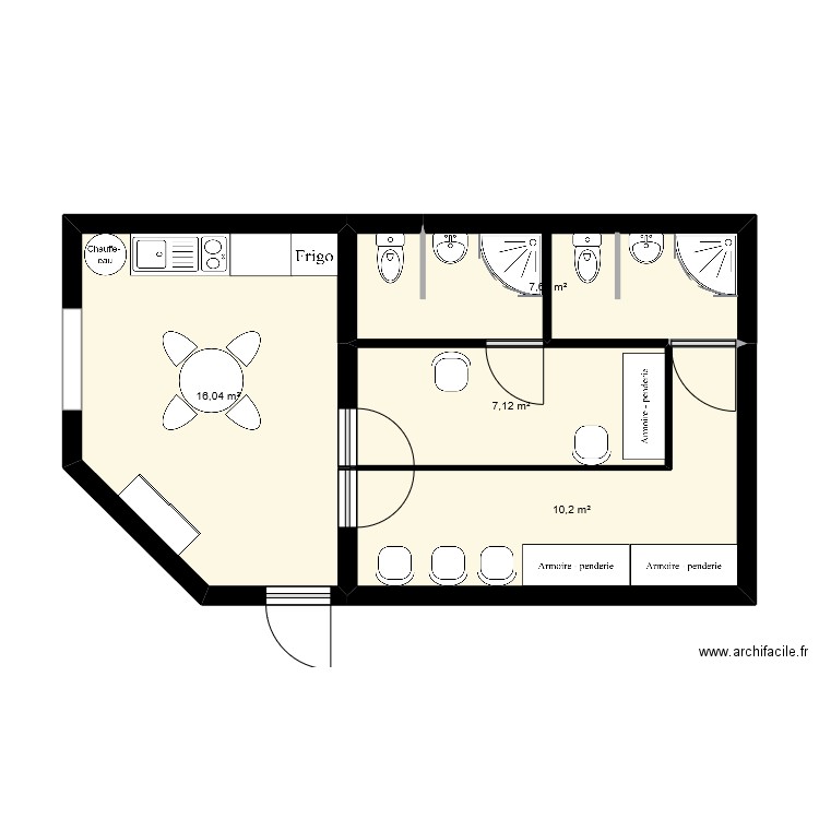 Beauvoir. Plan de 4 pièces et 41 m2