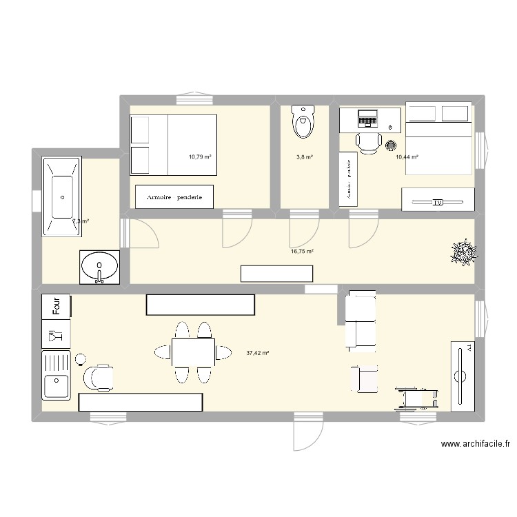  dossier . Plan de 6 pièces et 87 m2