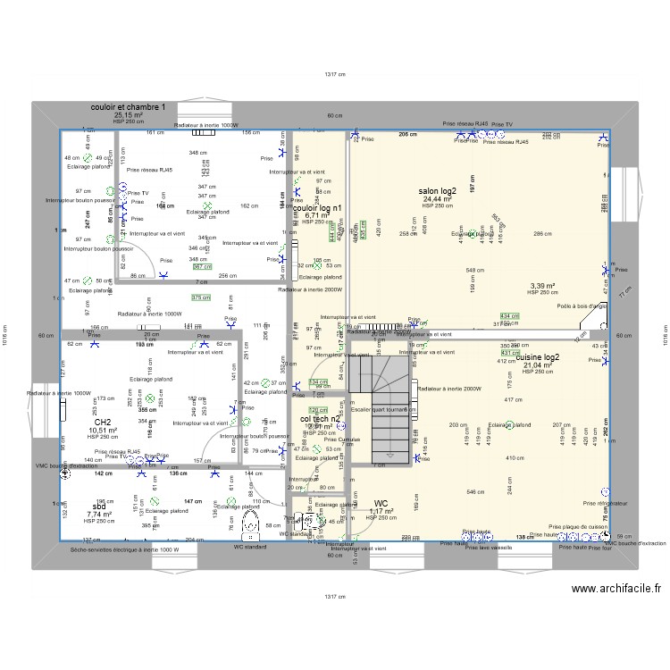 PROJET LACAUNE étage 1 gabi1 final1. Plan de 9 pièces et 185 m2