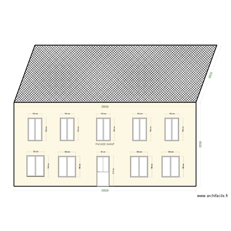 FACADE . Plan de 2 pièces et 131 m2