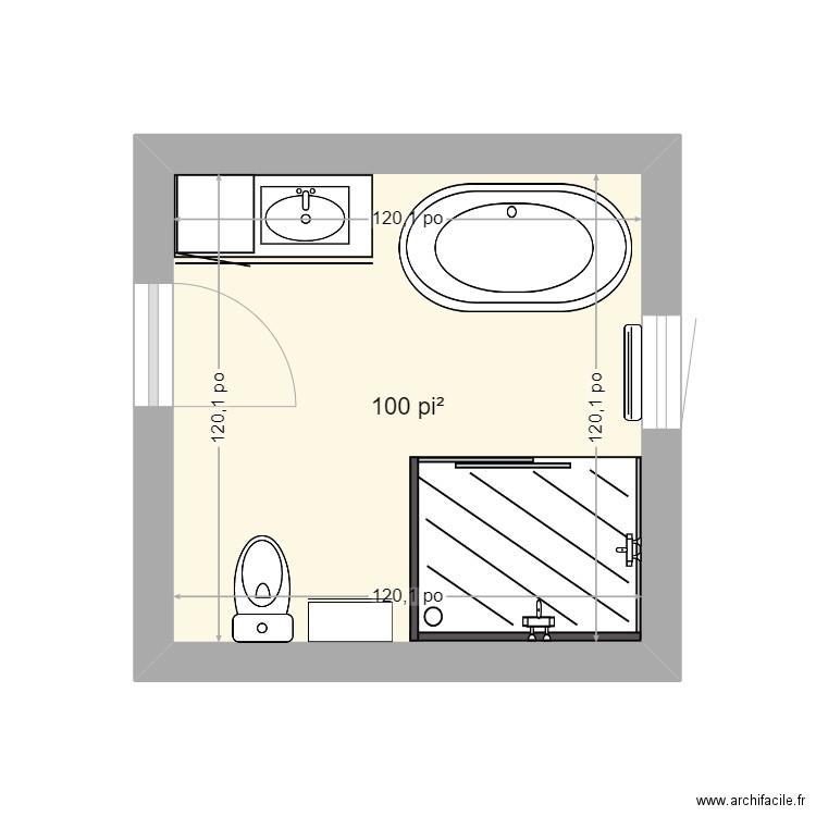 salle de bain booo. Plan de 1 pièce et 9 m2