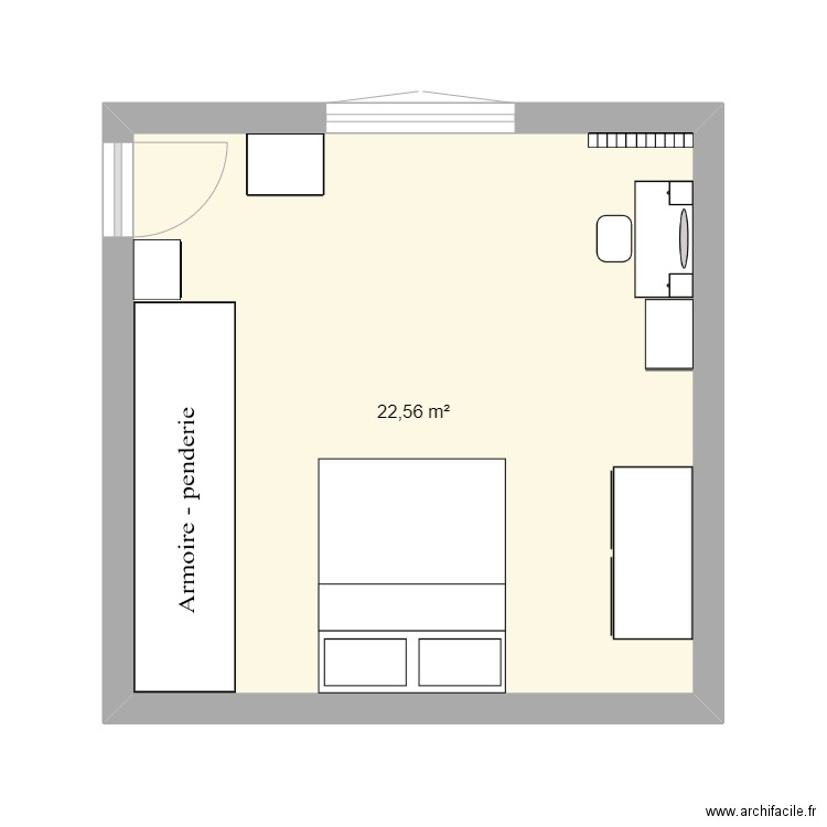 CHAMBRE. Plan de 1 pièce et 23 m2