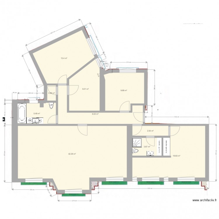 base cotée Jaures projet. Plan de 0 pièce et 0 m2