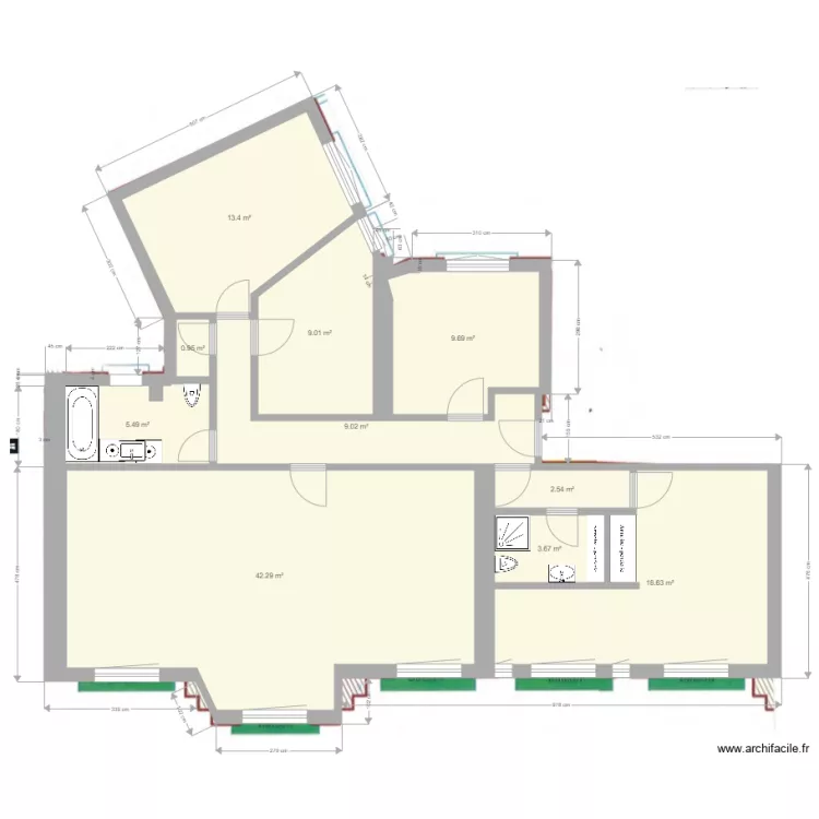 base cot&eacute;e Jaures projet. Plan de 