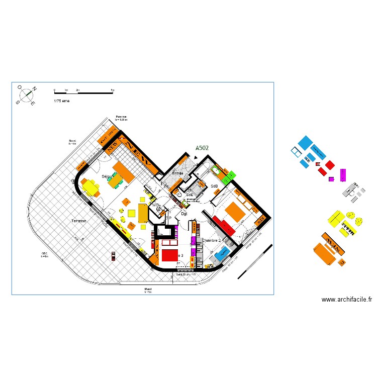 FINAL plan indice 15 sans galandage canapé face terrasse. Plan de 0 pièce et 0 m2