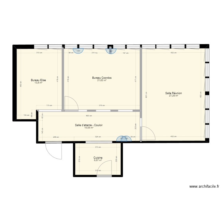 bureau seb modif 4. Plan de 5 pièces et 84 m2