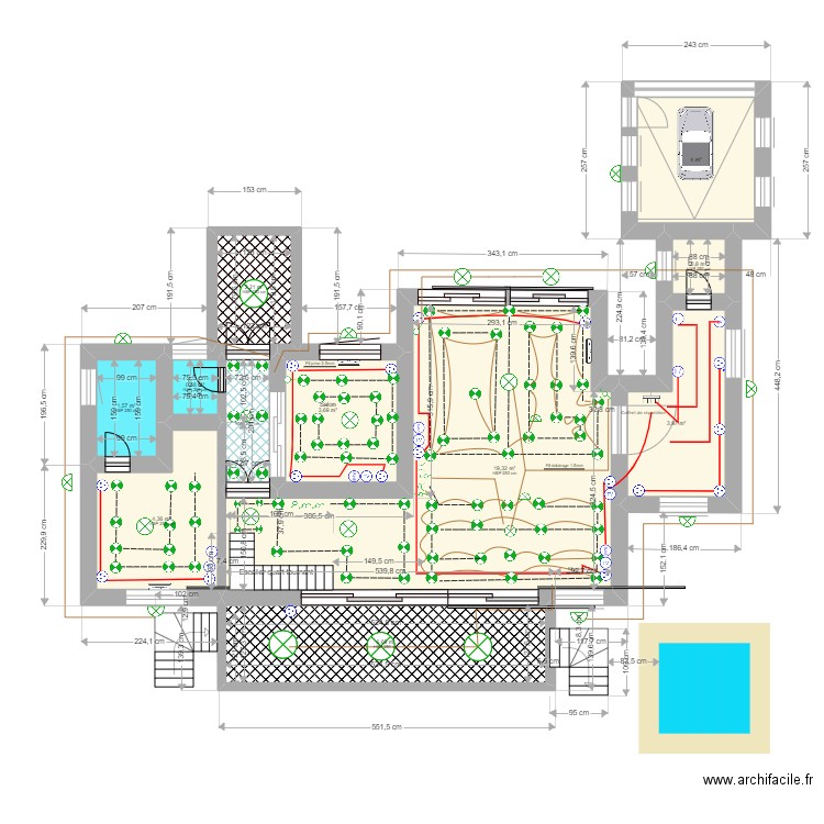 plan electricte  184. Plan de 11 pièces et 49 m2