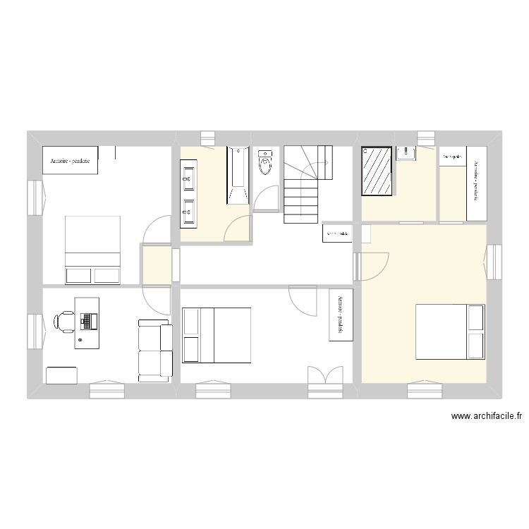 Bastide étage. Plan de 3 pièces et 31 m2