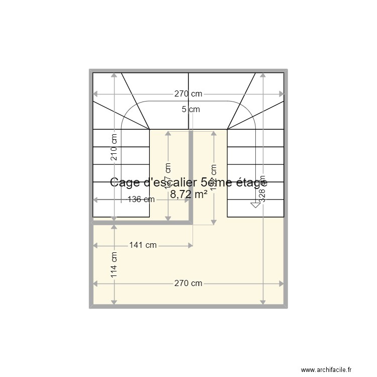 Mouillère 5ème étage cage d'escalier. Plan de 0 pièce et 0 m2