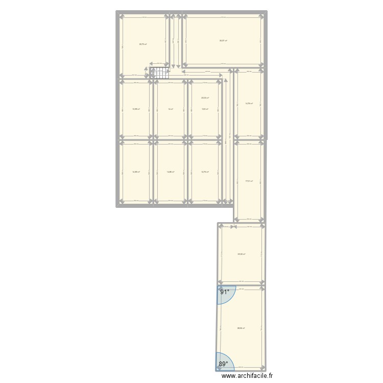 immeuble albi 1er etage. Plan de 13 pièces et 237 m2