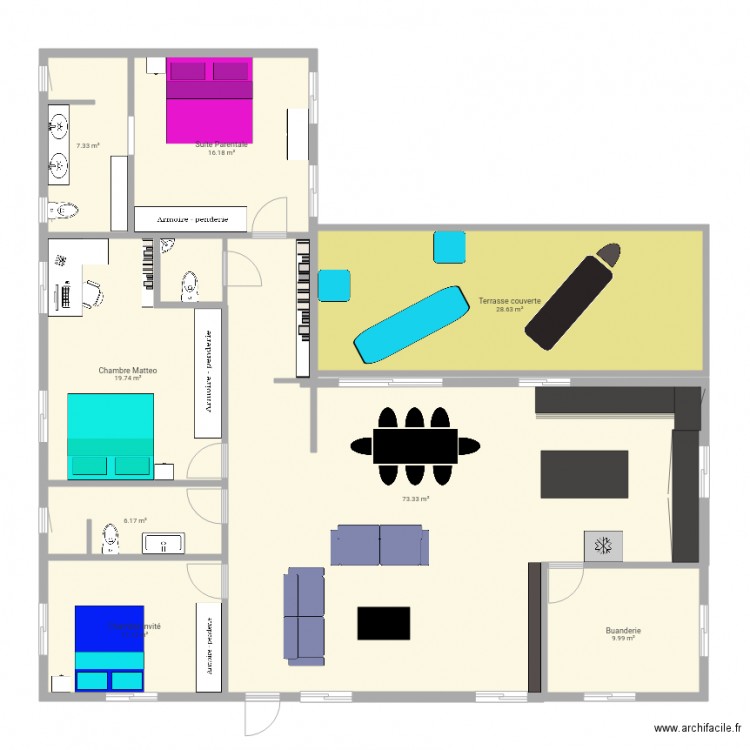Maison Sosua en couleur Mamy et Papy. Plan de 0 pièce et 0 m2