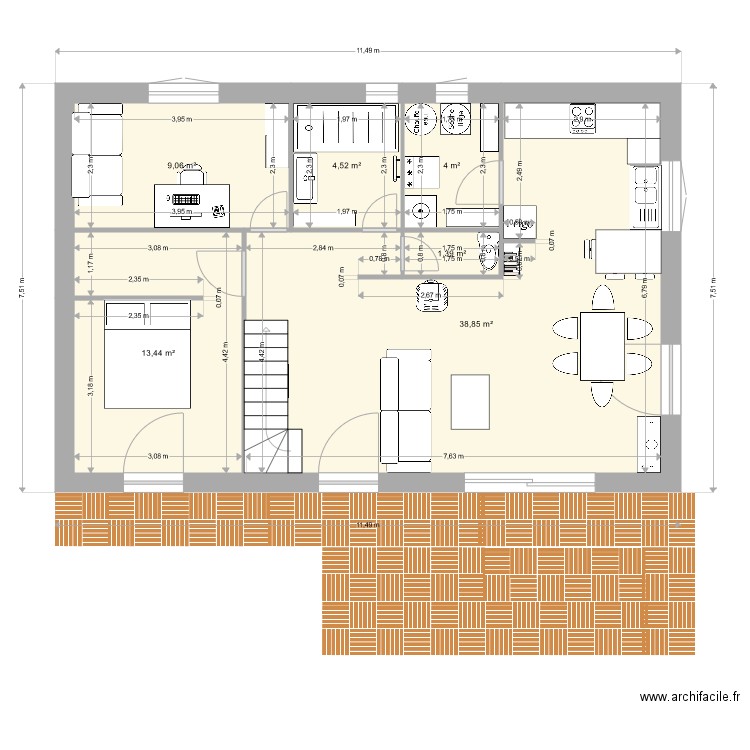 MAISON MARIE5 . Plan de 6 pièces et 71 m2