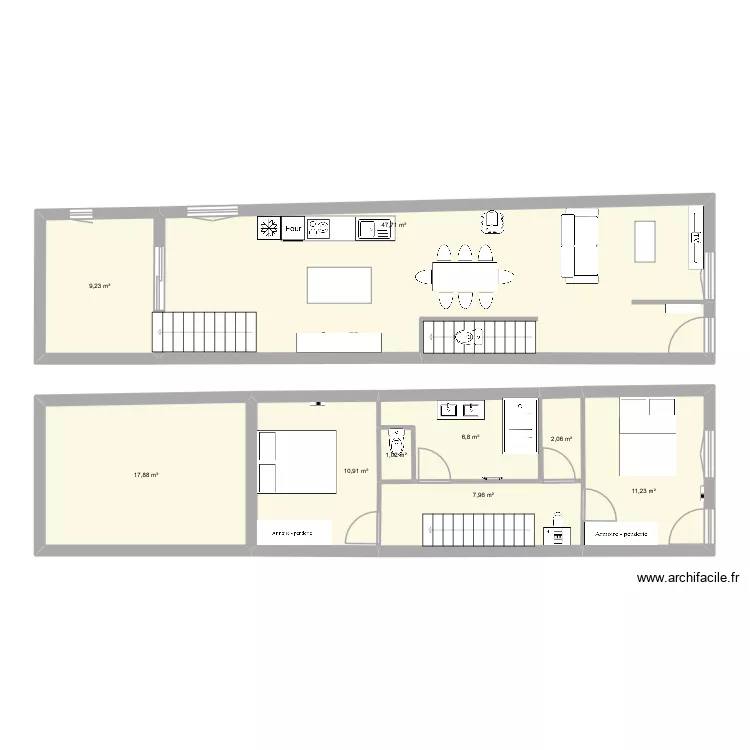 SDB Sommelonne. Plan de 9  et 115 m²