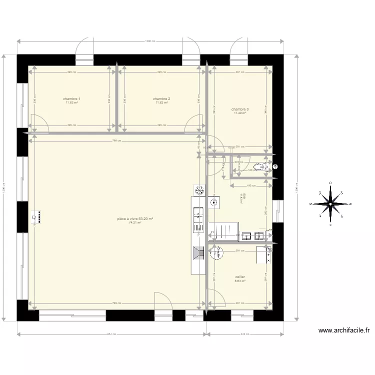 MIGONNERIE avec cotations facade est. Plan de MIGONNERIE avec cotations facade est. Plan de