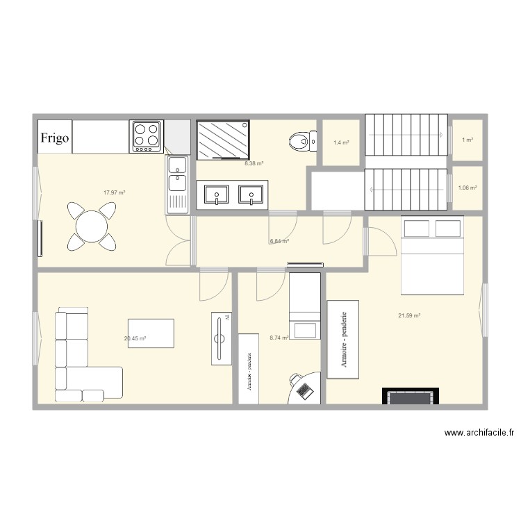 Plan Reine 3 ème étage Locataire. Plan de 0 pièce et 0 m2