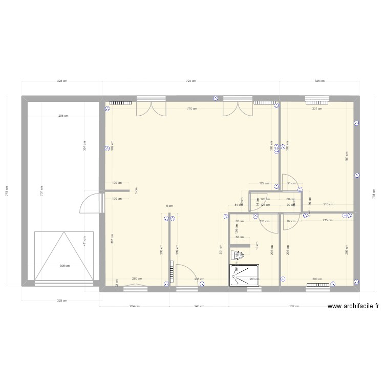 MAISON . Plan de 4 pièces et 76 m2