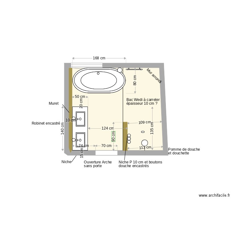 SDB Parentale Vue de dessus V3. Plan de 0 pièce et 0 m2