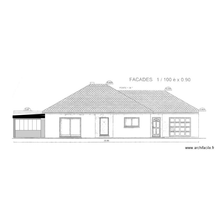 Façade nord projet. Plan de 0 pièce et 0 m2