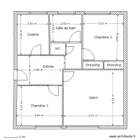 Plan appartement 70 m&sup2; 3 pieces Sevres