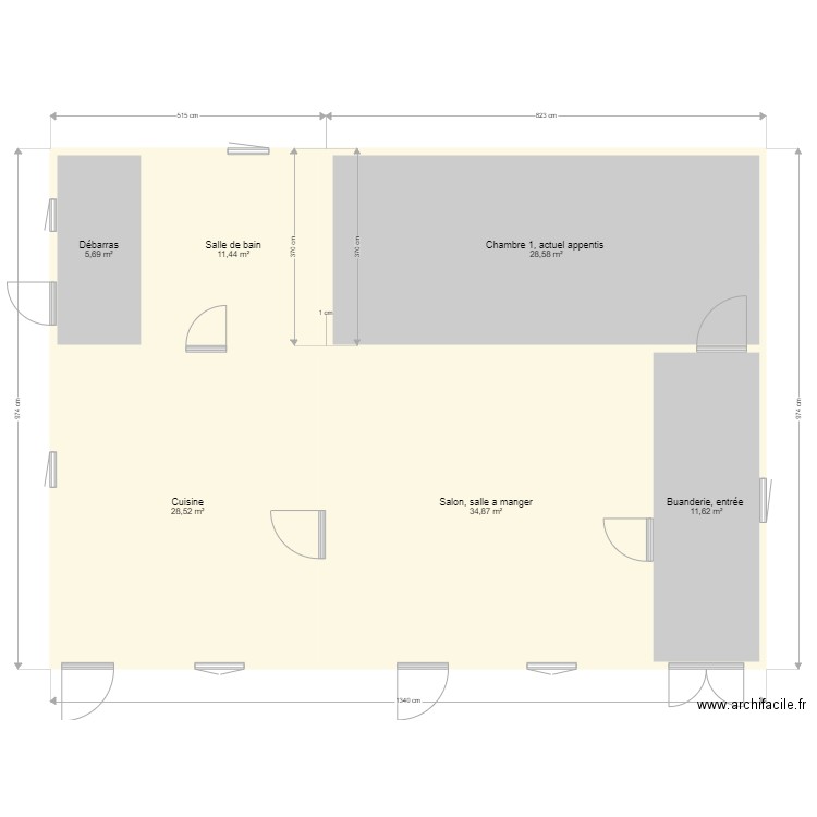 Projet Ermitage. Plan de 6 pièces et 121 m2