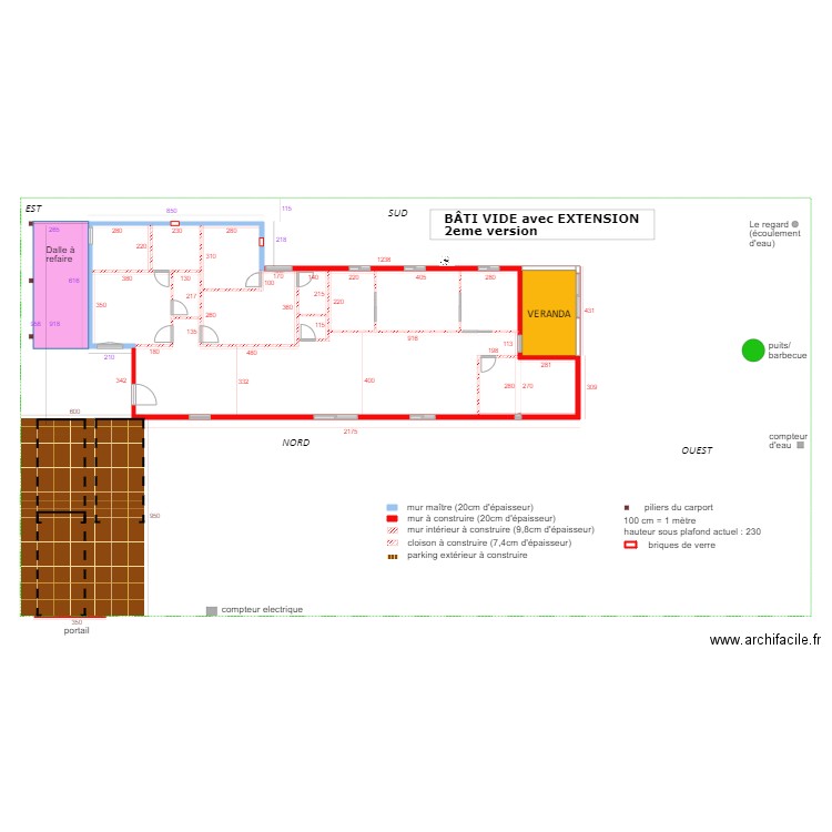 BÂTI VIDE avec extension 2eme version. Plan de 0 pièce et 0 m2