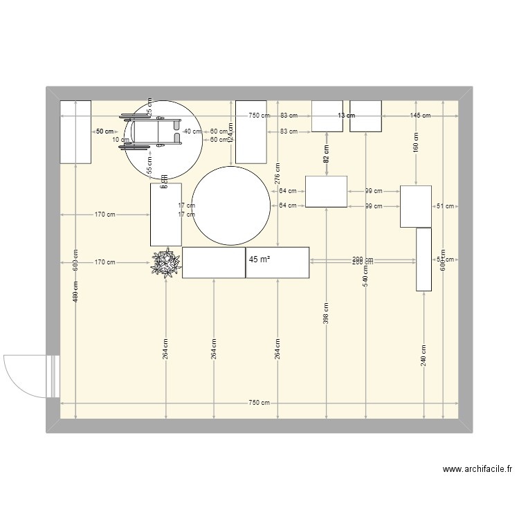 PARCOURS ACCESSIBILITE OUI LIDL. Plan de 1 pièce et 45 m2