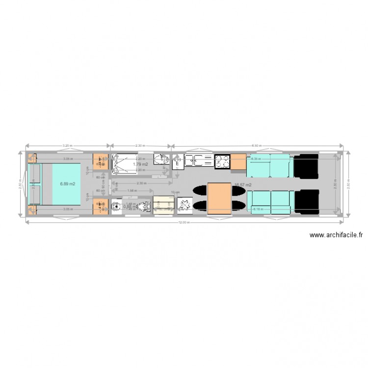 Bus aménagé. Plan de 0 pièce et 0 m2