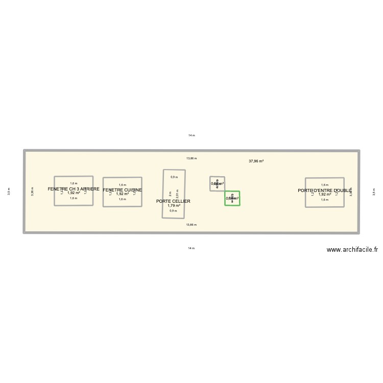 facade ARRIERE calcul bardage. Plan de 7 pièces et 55 m2