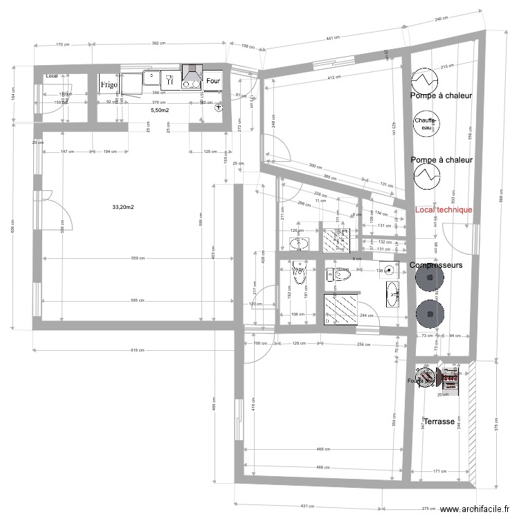 plan avec local technique. Plan de 0 pièce et 0 m2