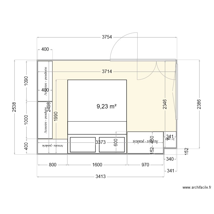 Chambre du bas. Plan de 0 pièce et 0 m2