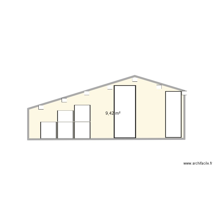 Chambre Mounya COTE PORTE. Plan de 1 pièce et 9 m2