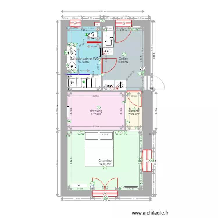 extension 4 pi&egrave;ces 38m hab12 sept &eacute;lectricit&eacute;. Plan de 