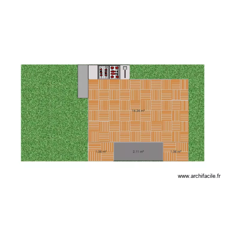 terrasse et BBQ. Plan de 
