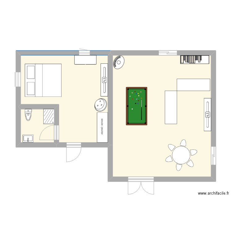 Plan maison 3. Plan de 3 pièces et 57 m2