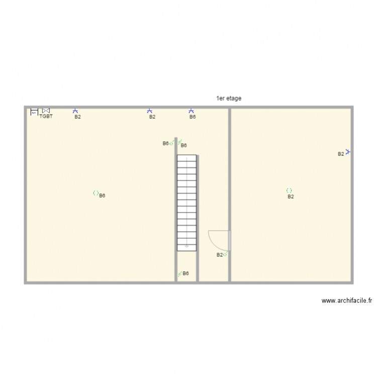 Hubert delfosse 29 1er. Plan de 2 pièces et 87 m2