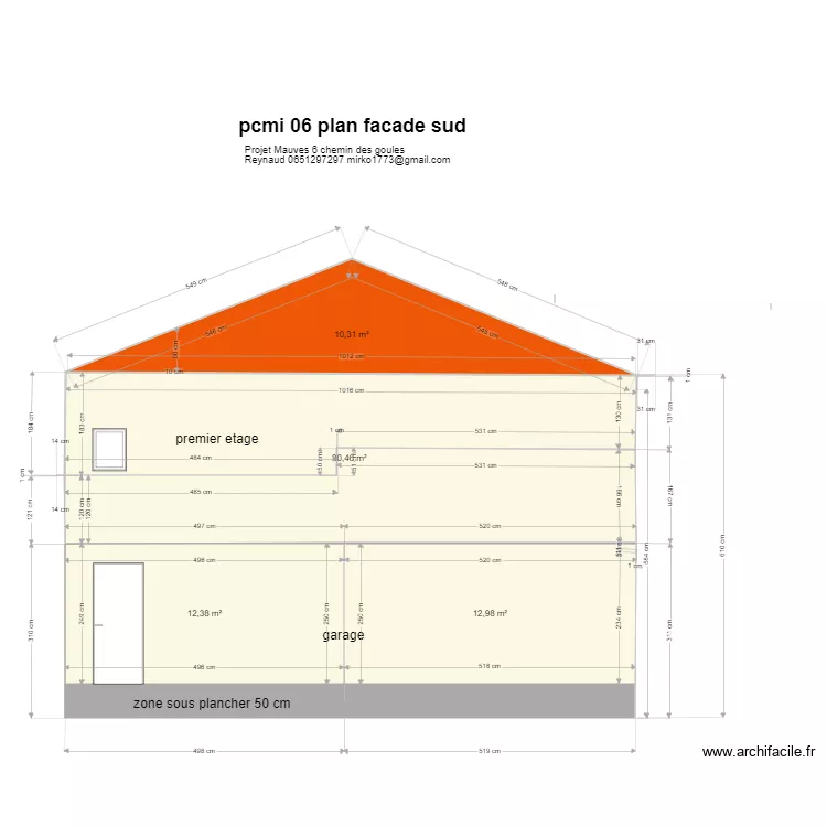 pcmi facade sud. Plan de 