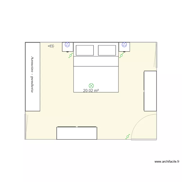 Chambre parentale. Plan de 