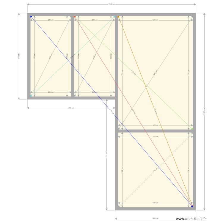 PLAN MURS EXTERIEUR PETOT diagonales. Plan de 0 pièce et 0 m2