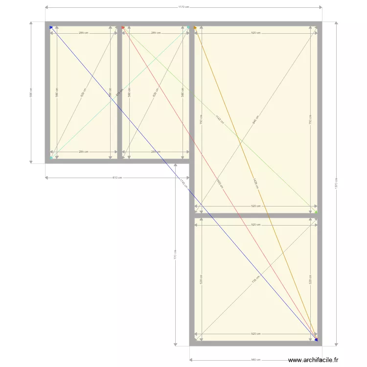 PLAN MURS EXTERIEUR PETOT diagonales. Plan de 