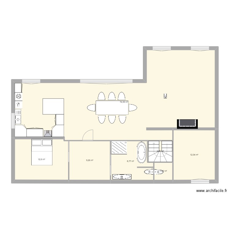 Corniche v2. Plan de 7 pièces et 122 m2