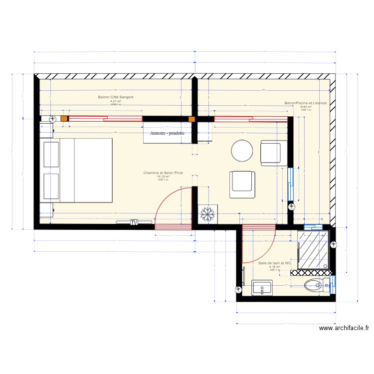 SEJOUR Modifié. Plan de 0 pièce et 0 m2