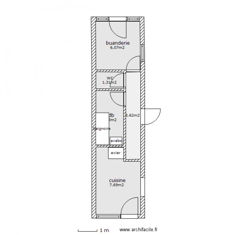 extension actuelle. Plan de 0 pièce et 0 m2