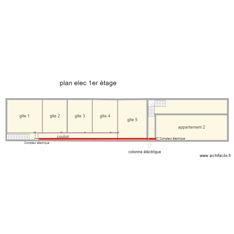 plan elec 1er etage. Plan de 8 pièces et 220 m2