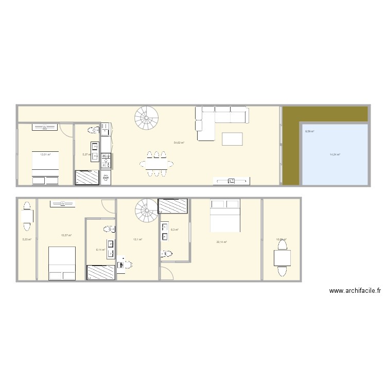 House sea Fisherman. Plan de 12 pièces et 173 m2