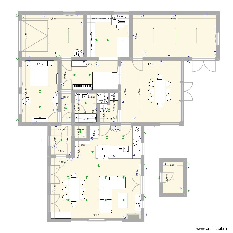 maison 3 d. Plan de 13 pièces et 156 m2