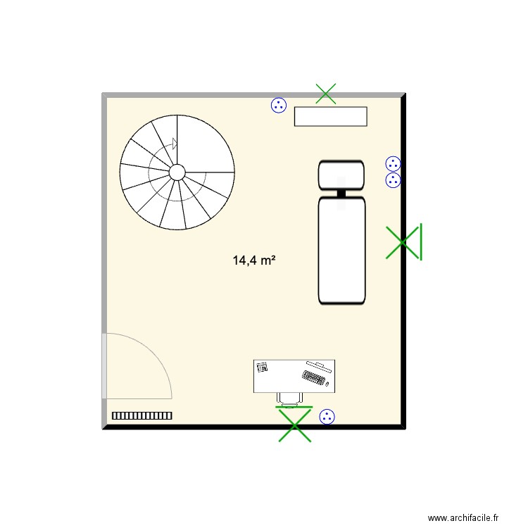 SOUS SOL. Plan de 1 pièce et 14 m2