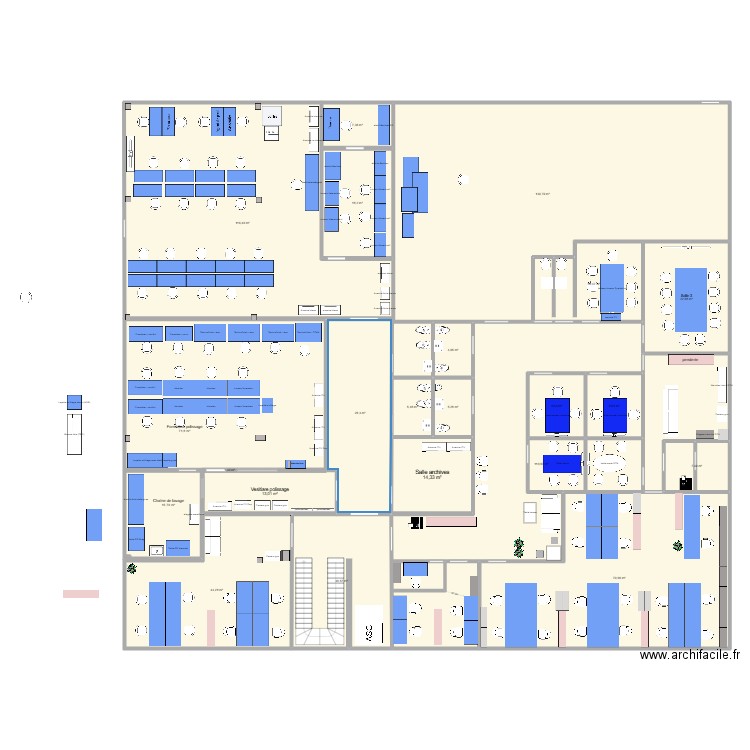 Espace réception option 2.2 - avec desk. Plan de 22 pièces et 772 m2